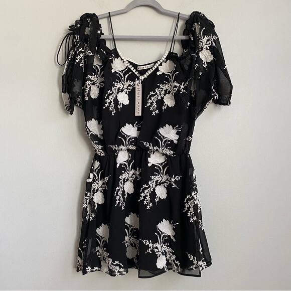 NEW Alice + Olivia Holden Embroidered Cold-Shoulder Mini Dress - Picture 6 of 16